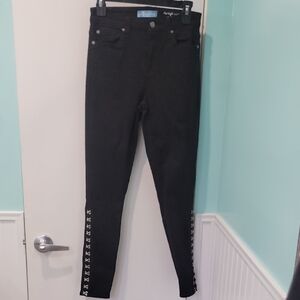 7 For All Mankind Black Jeans with Silver Accents